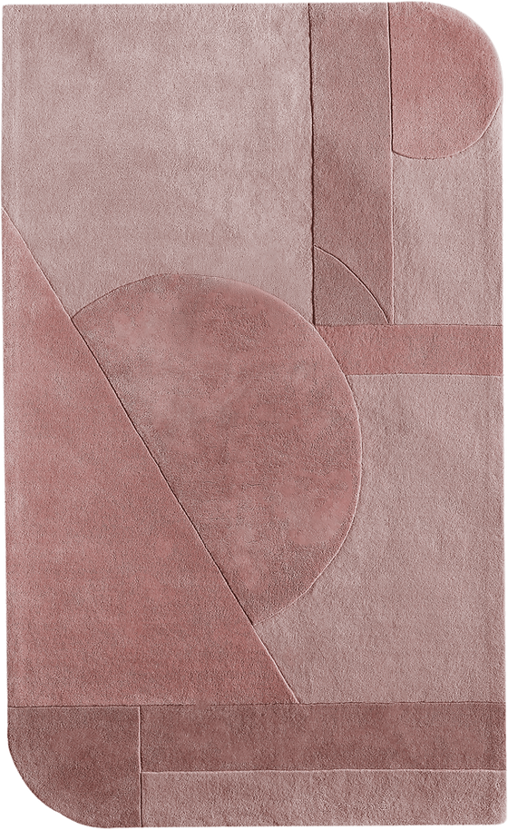 Handmade Pink Geometric Wool Rug – Modern Minimalist Area Carpet for Living Room, Bedroom & Luxury Home Décor