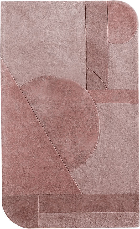 Handmade Pink Geometric Wool Rug – Modern Minimalist Area Carpet for Living Room, Bedroom & Luxury Home Décor