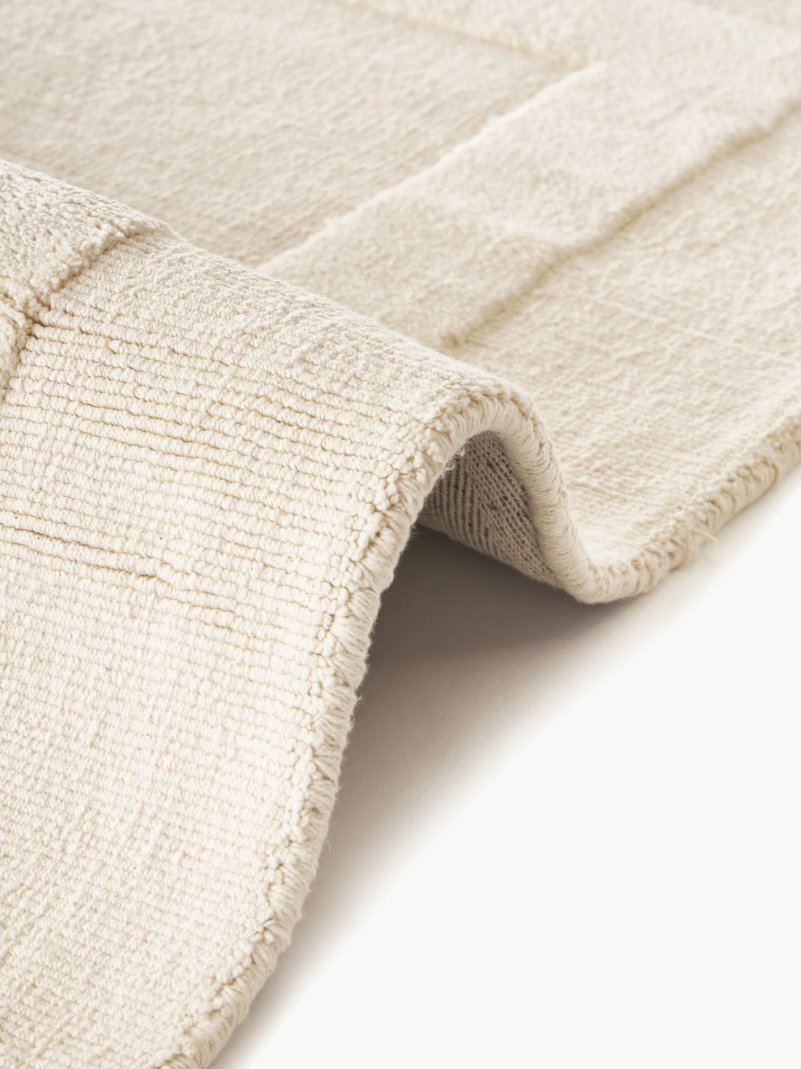 Luxury Cream White Area Rug – Minimalist Modern Carpet with Textured Border for Living Room, Bedroom, or Office