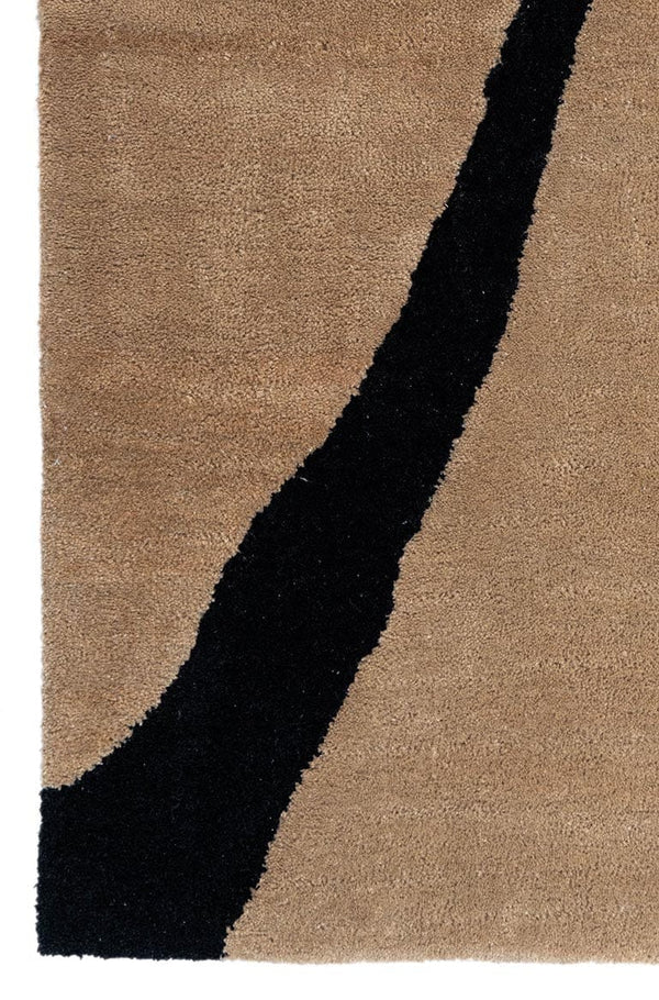 Modern Abstract Hand Tufted Wool Rug, Brown Black Ivory Area Rug, Contemporary Minimalist Carpet, Scandinavian Living Room Rug, Handmade Designer Rug