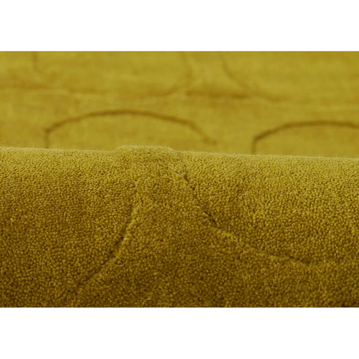 Luxury Hand-Tufted Olive Green Wool Rug | Geometric Capsule Pattern for Mid-Century & Modern Spaces
