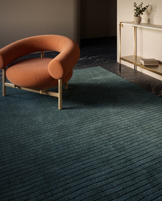 Modern Hand-Tufted Carpet in Deep Teal – Luxurious, Textured Floor Rug for Living Room, Bedroom & Office Décor