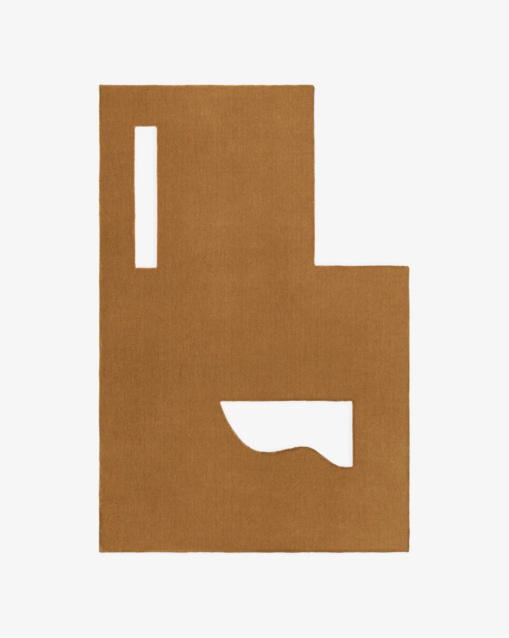 Modern Abstract Hand Tufted Wool Rug – Minimalist Geometric Area Rug in Camel Brown, Contemporary Handmade Living Room & Bedroom Carpet, Custom Size Rug