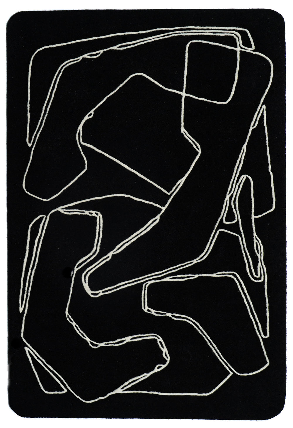 Modern Abstract Hand Tufted Rug – Black Minimalist Line Art Wool Rug, Contemporary Living Room & Bedroom Carpet