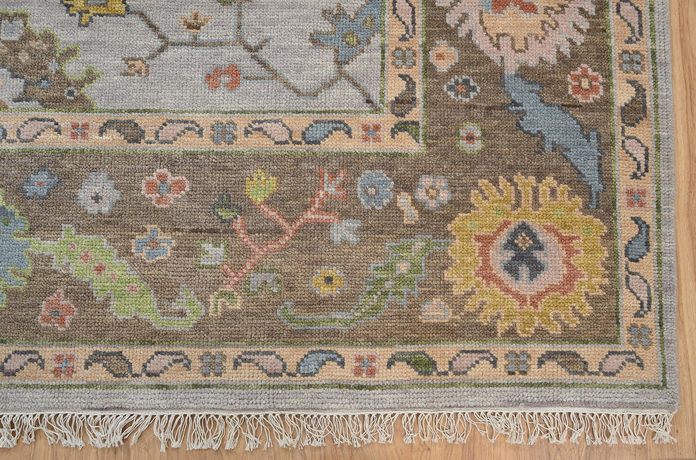Hand-Knotted Oushak Rug – Luxury Turkish Wool Area Rug | Vintage-Inspired Oriental Carpet for Living Room