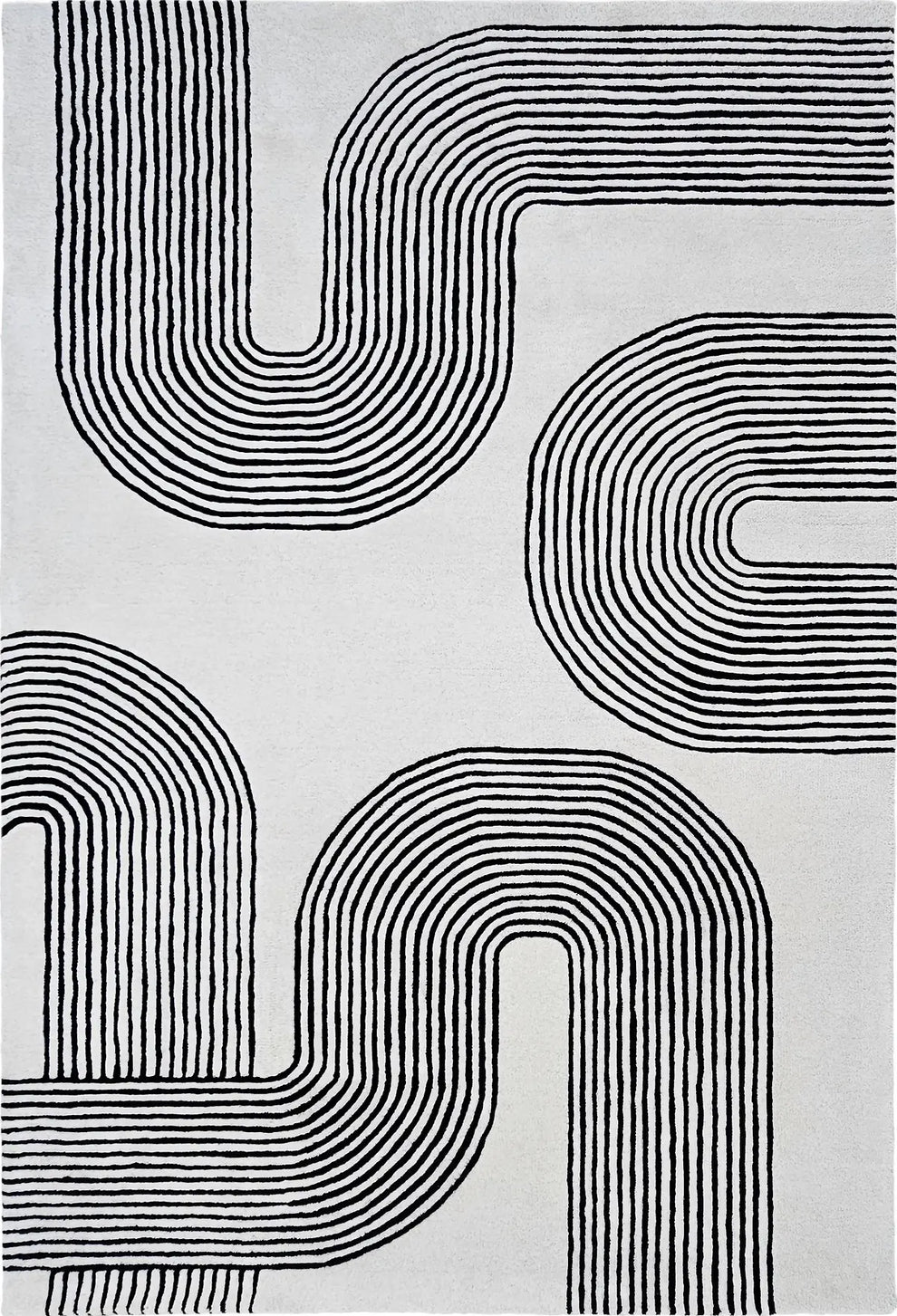 Modern Hand Tufted Wool Rug – Scandinavian Abstract Line Art Carpet for Living Room & Bedroom