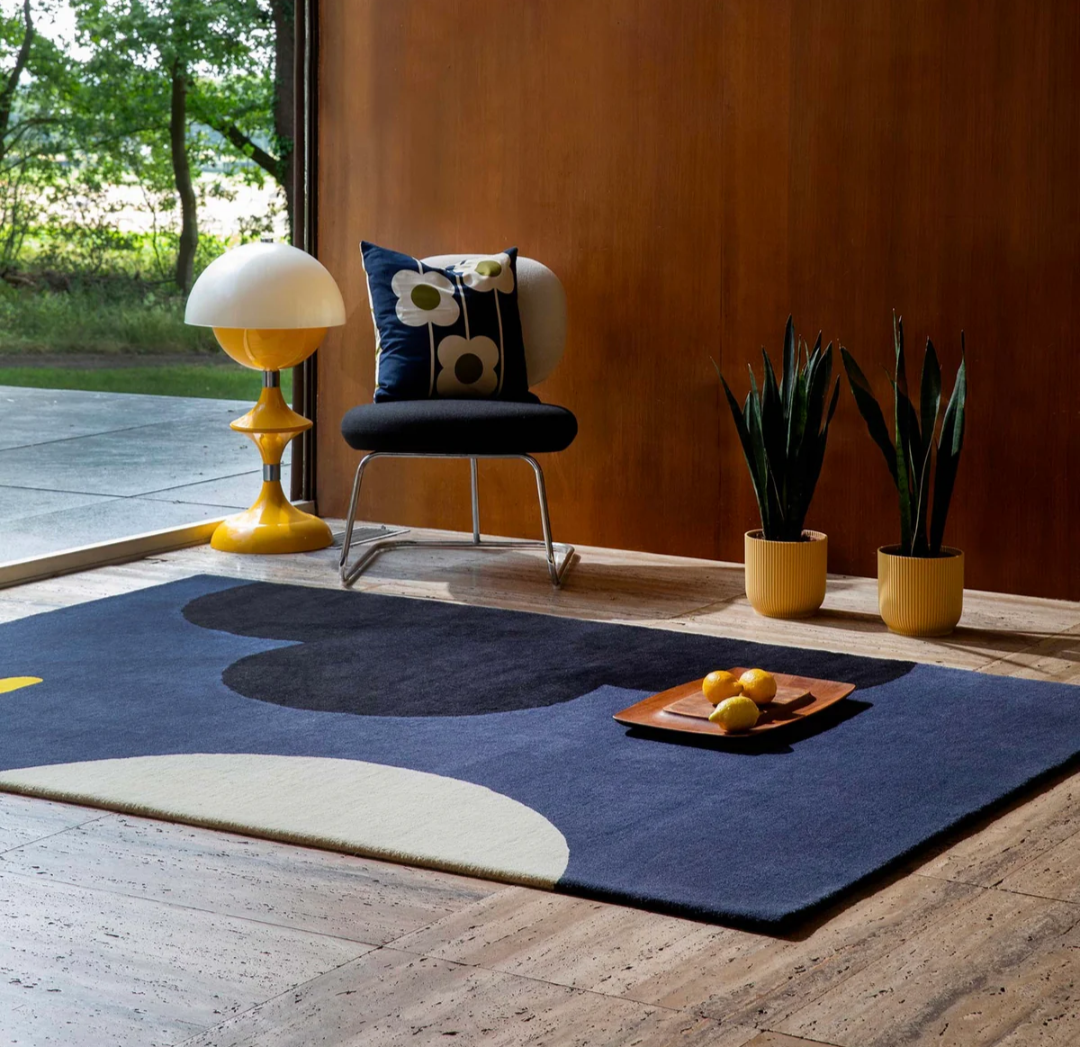 Modern Abstract Geometric Area Rug – Navy Blue, Black & Beige Contemporary Carpet with Minimalist Design for Living Room & Bedroom Decor