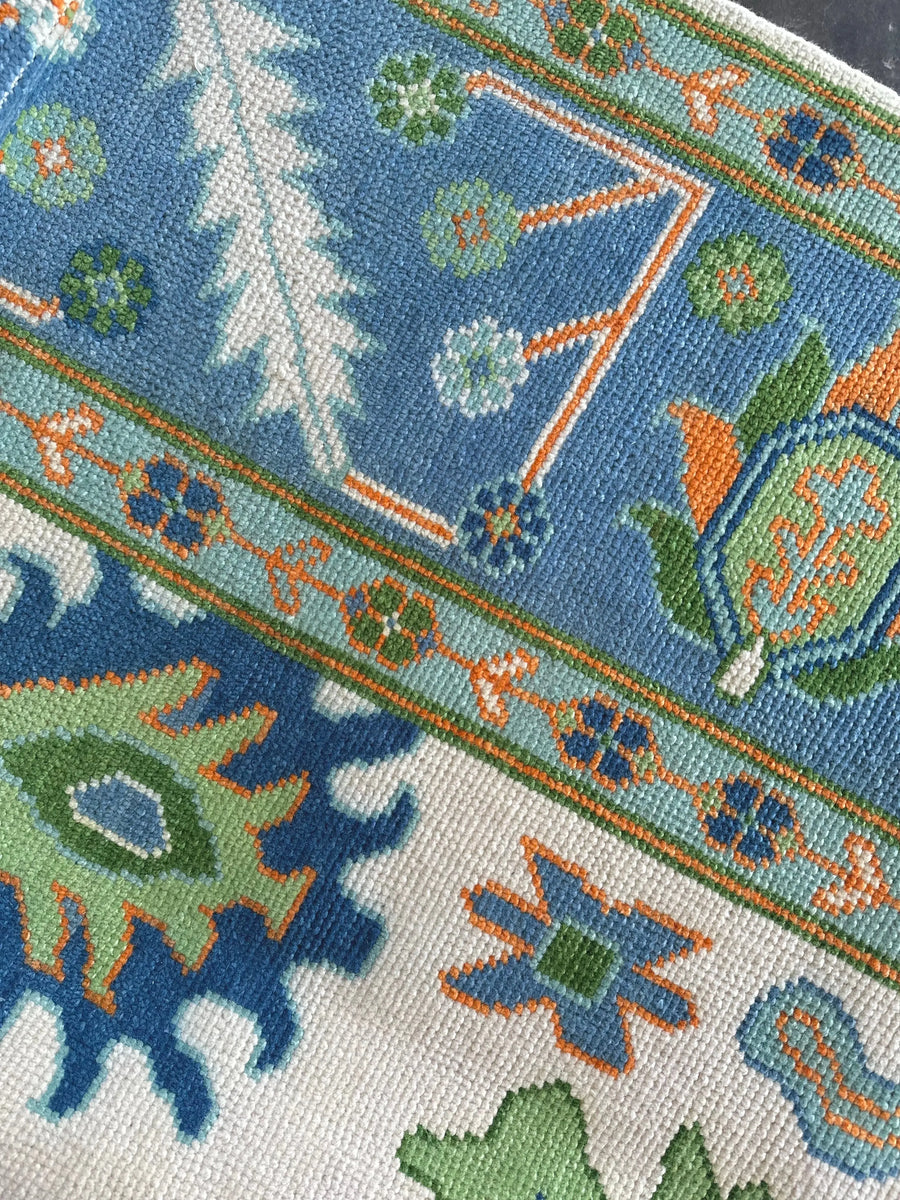 Luxury Hand Knotted Oushak Rug – Authentic Turkish Design | Soft Wool Vintage Style Carpet