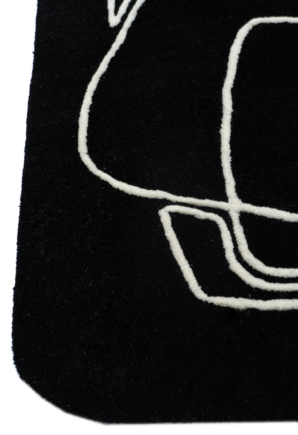 Modern Abstract Hand Tufted Rug – Black Minimalist Line Art Wool Rug, Contemporary Living Room & Bedroom Carpet