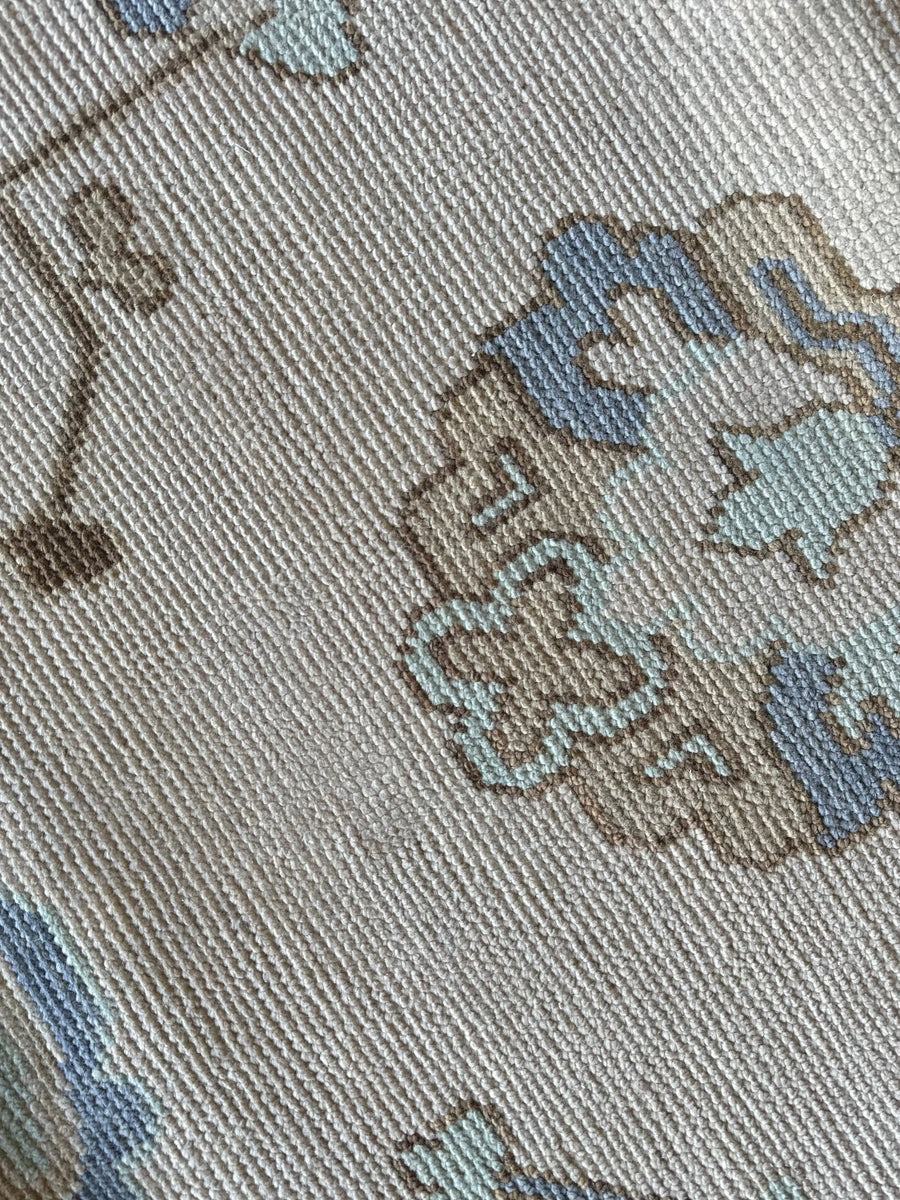 Hand Knotted Oushak Rug – Vintage Turkish Style Carpet | Soft Pastel Oriental Area Rug for Living Room