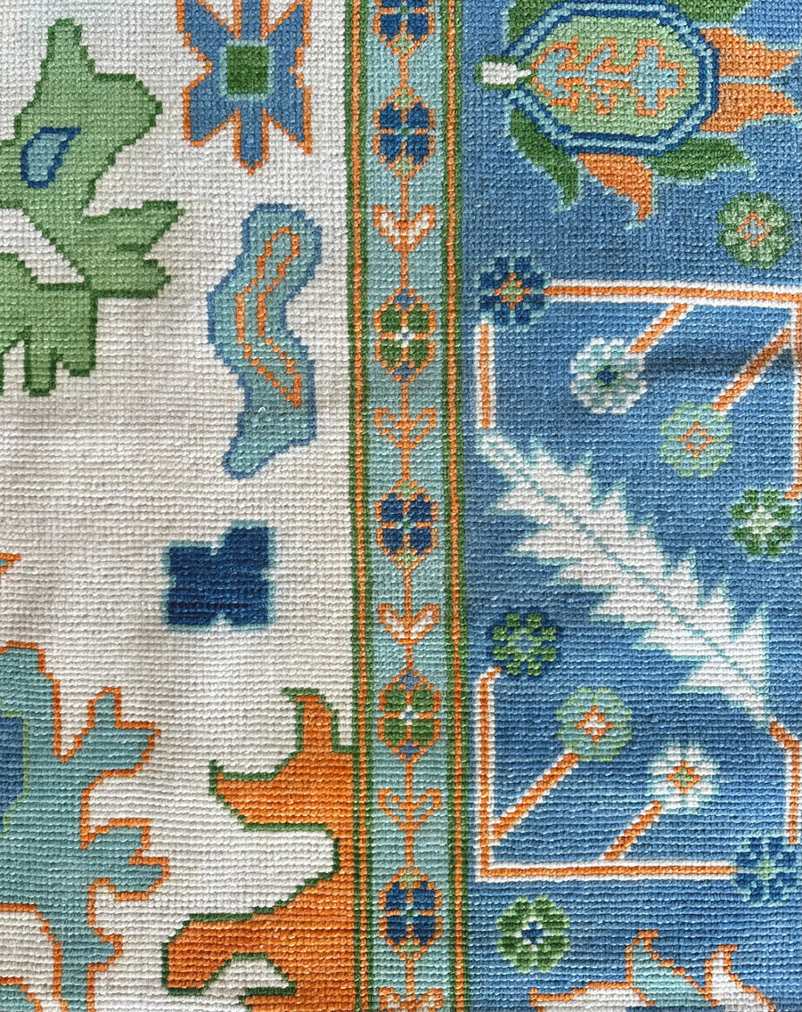 Luxury Hand Knotted Oushak Rug – Authentic Turkish Design | Soft Wool Vintage Style Carpet