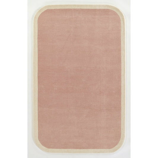 Blush Pink Minimalist Area Rug with Cream Border – Soft Modern Hand-Tufted Carpet for Living Room, Bedroom & Office Décor