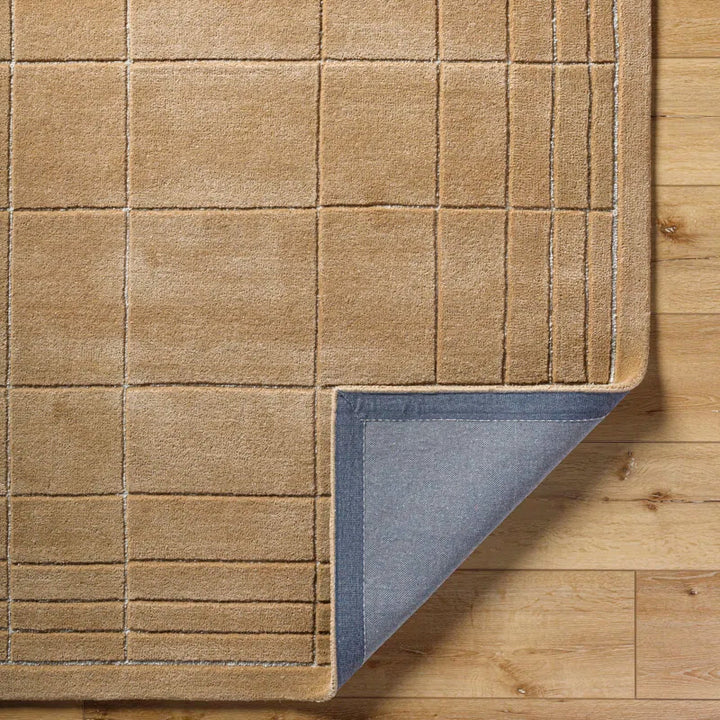 Premium Hand-Tufted Beige Wool Area Rug | Subtle Grid Pattern for Elegant Living & Dining Rooms
