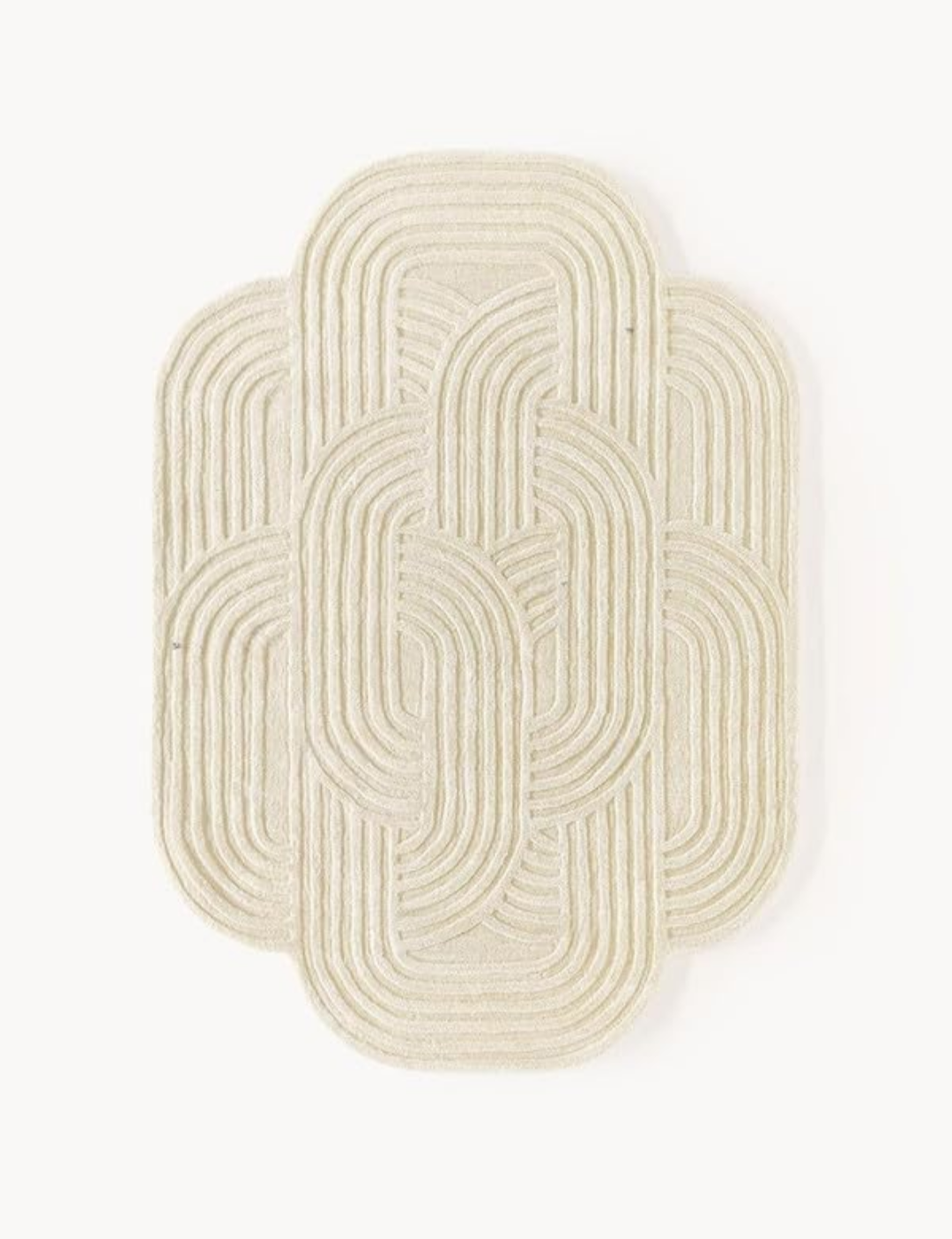 Modern Boho Geometric Area Rug – Handwoven Neutral Cream Carpet with Unique Arch Pattern for Living Room, Bedroom & Home Décor
