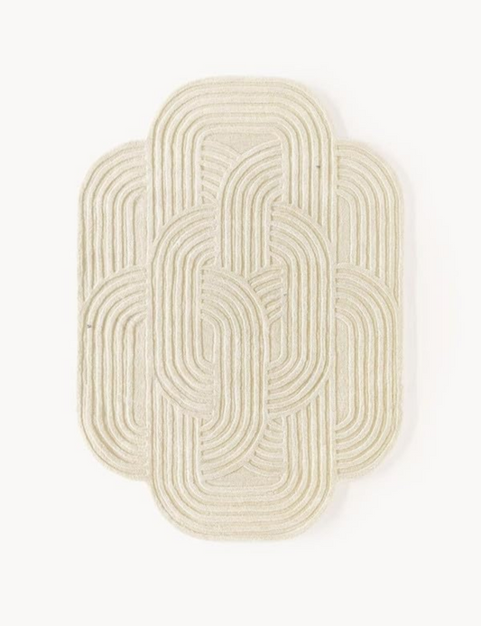 Modern Boho Geometric Area Rug – Handwoven Neutral Cream Carpet with Unique Arch Pattern for Living Room, Bedroom & Home Décor