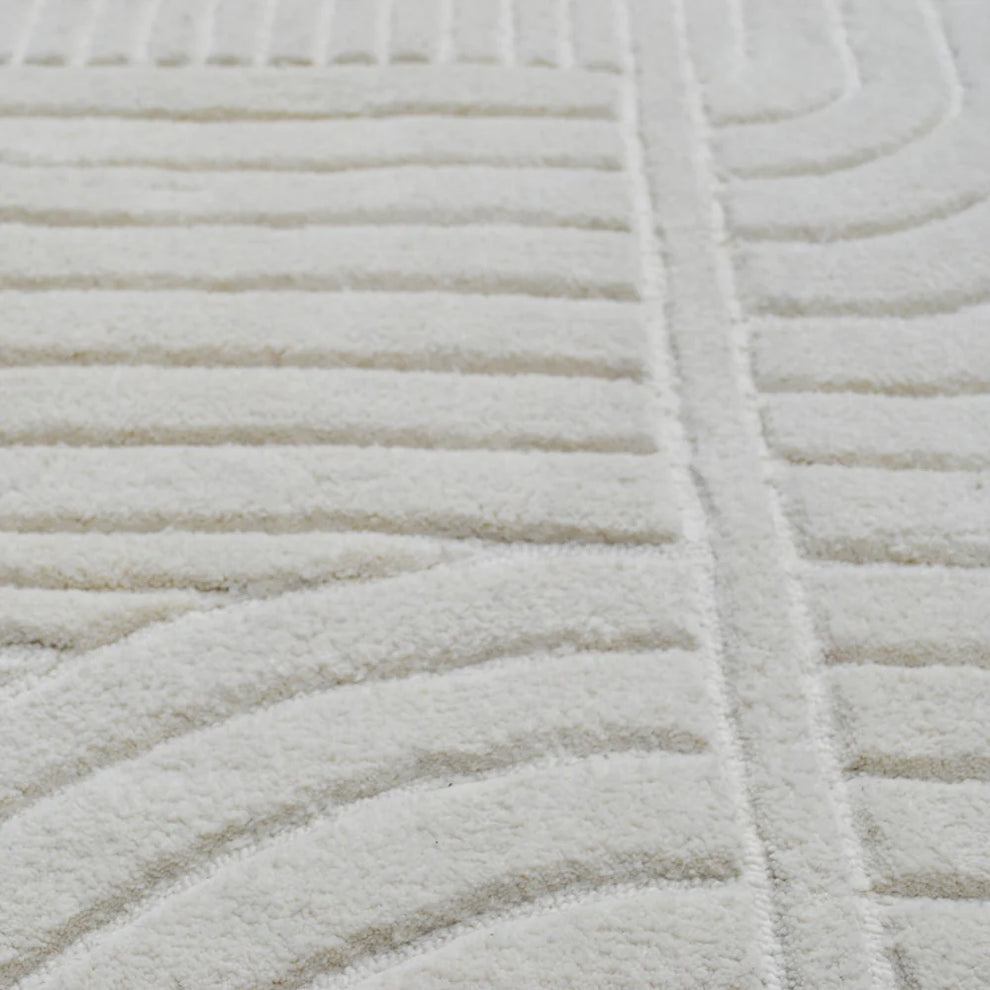 Modern Hand-Tufted Geometric Wool Rug – Minimalist Textured Area Carpet for Living Room & Bedroom Décor