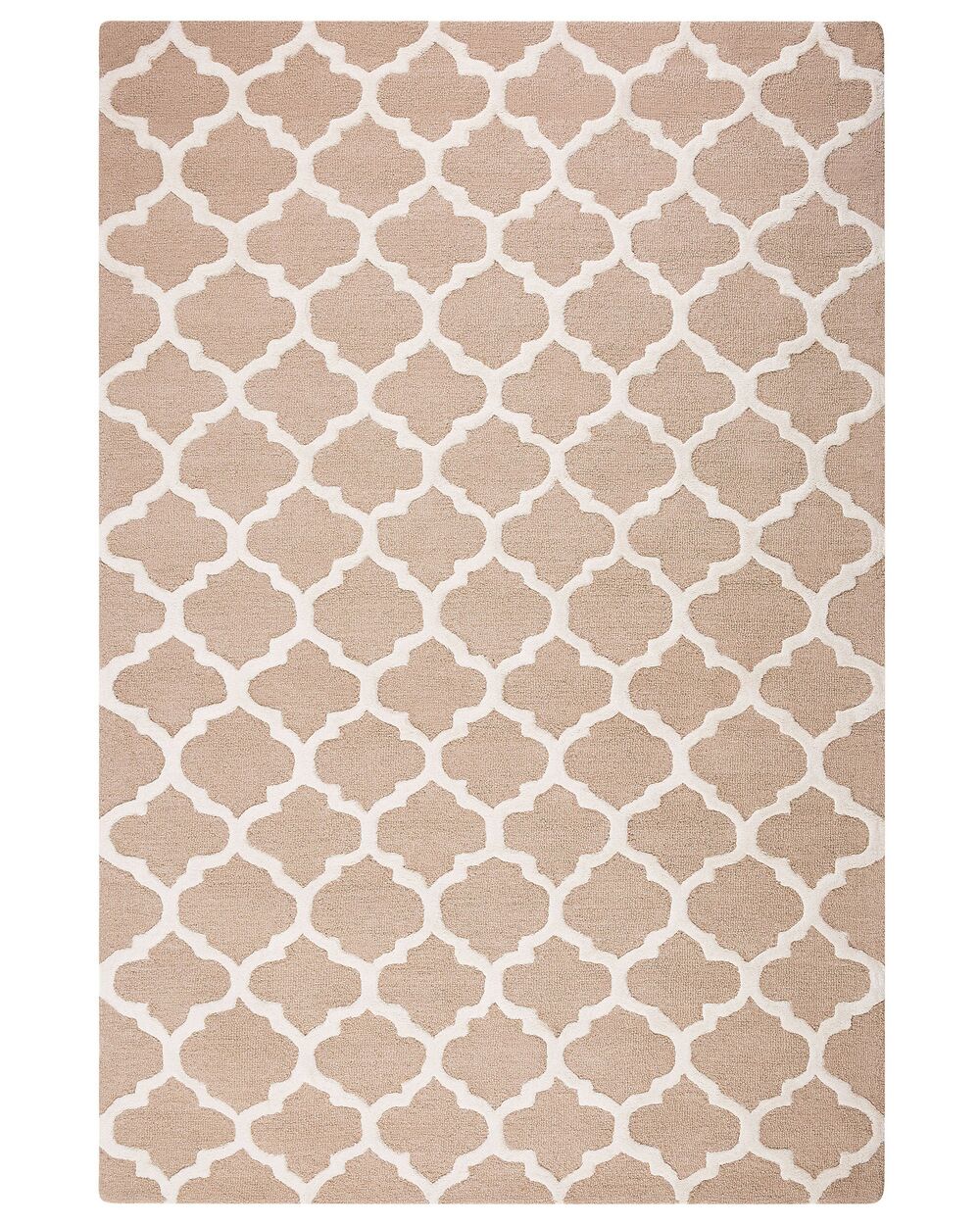 Moroccan Trellis Pattern Area Rug – Hand-Tufted Wool Beige & Ivory Modern Geometric Carpet for Living Room, Bedroom, Office & Home Interior Decor