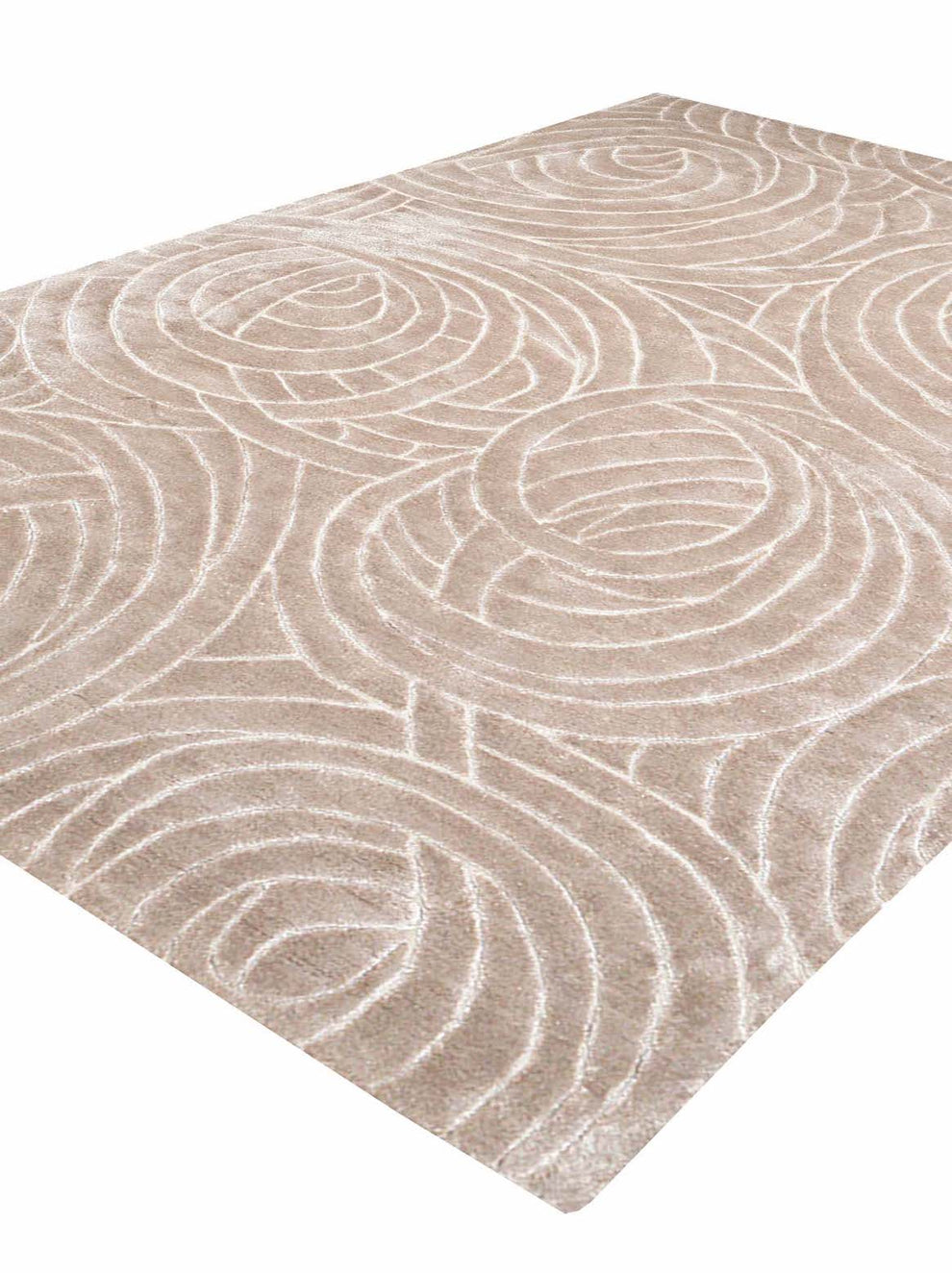Handmade Modern Beige Area Rug – Soft Textured Swirl Pattern Carpet for Living Room, Bedroom & Home Décor
