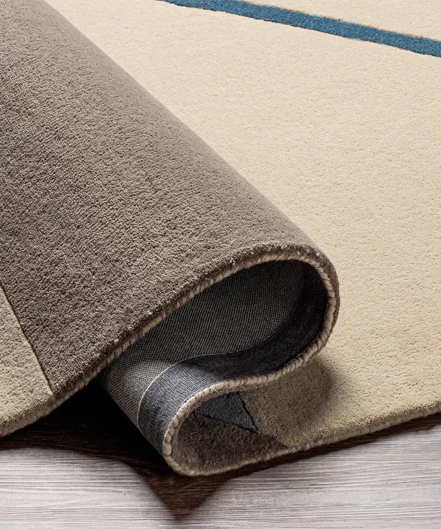 Modern Geometric Area Rug – Abstract Blue, Beige & Gray Contemporary Carpet for Living Room & Bedroom Decor