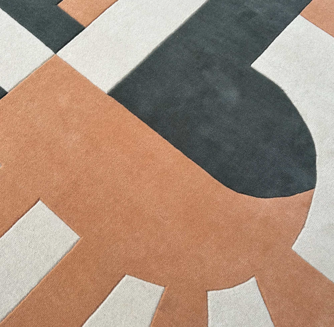 Modern Geometric Abstract Area Rug – Mid-Century Art Deco Carpet for Living Room or Office Decor