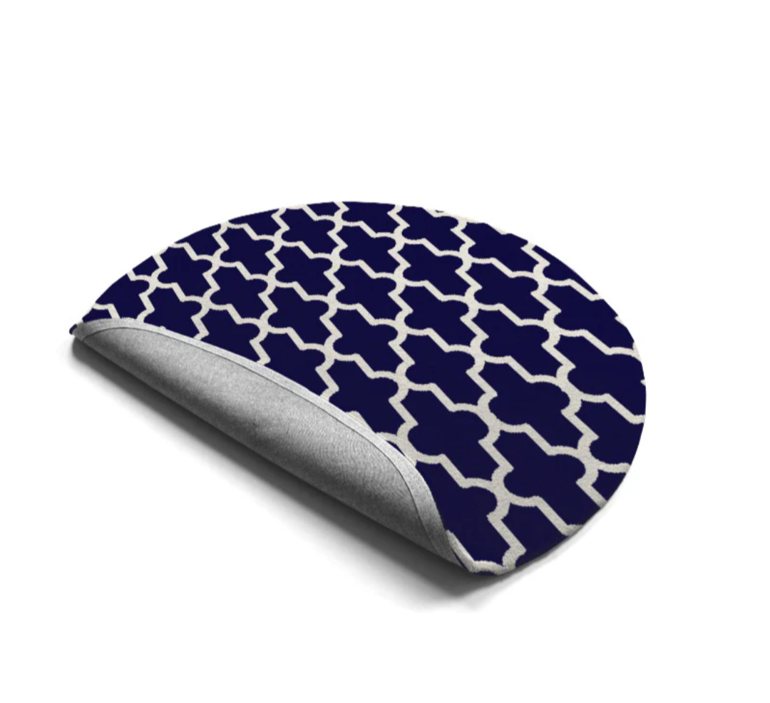 Modern Black & White Round Moroccan Trellis Rug – Geometric Area Carpet for Living Room, Bedroom & Home Décor