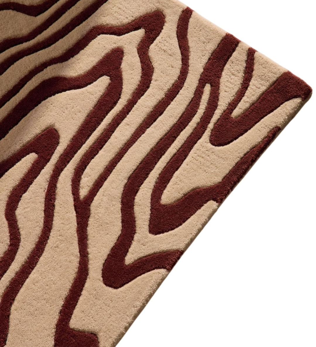 Modern Beige & Brown Abstract Wave Pattern Area Rug – Contemporary Artistic Carpet for Living Room, Bedroom & Home Décor