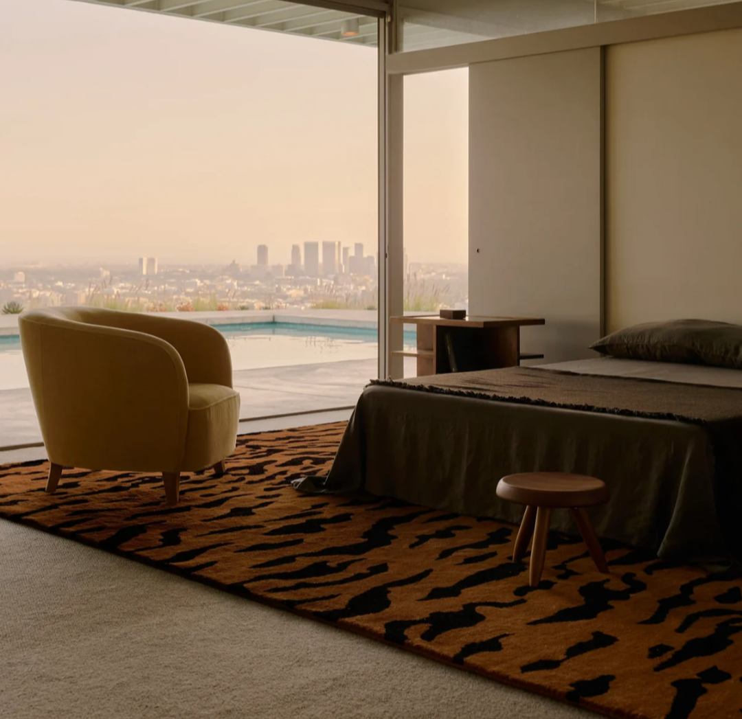 Hand Tufted Tiger Stripe Rug in Rust & Black – Modern Designer Area Carpet for Living Room