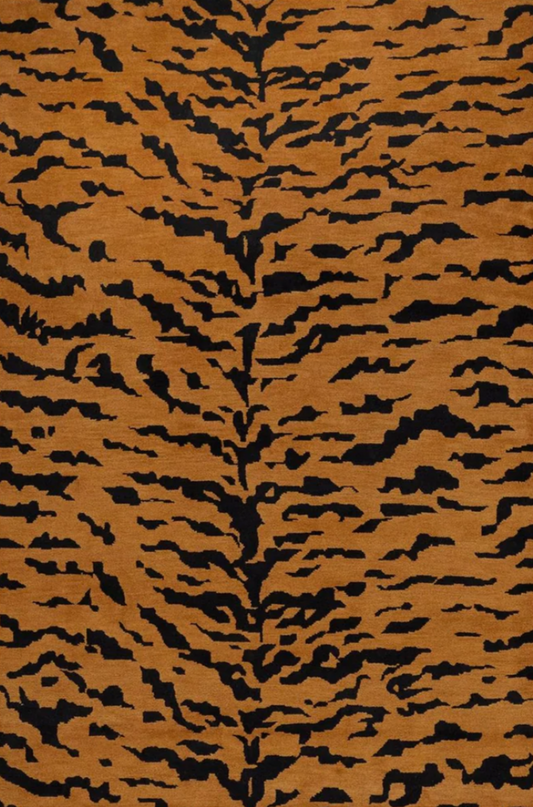 Hand Tufted Tiger Stripe Rug in Rust & Black – Modern Designer Area Carpet for Living Room