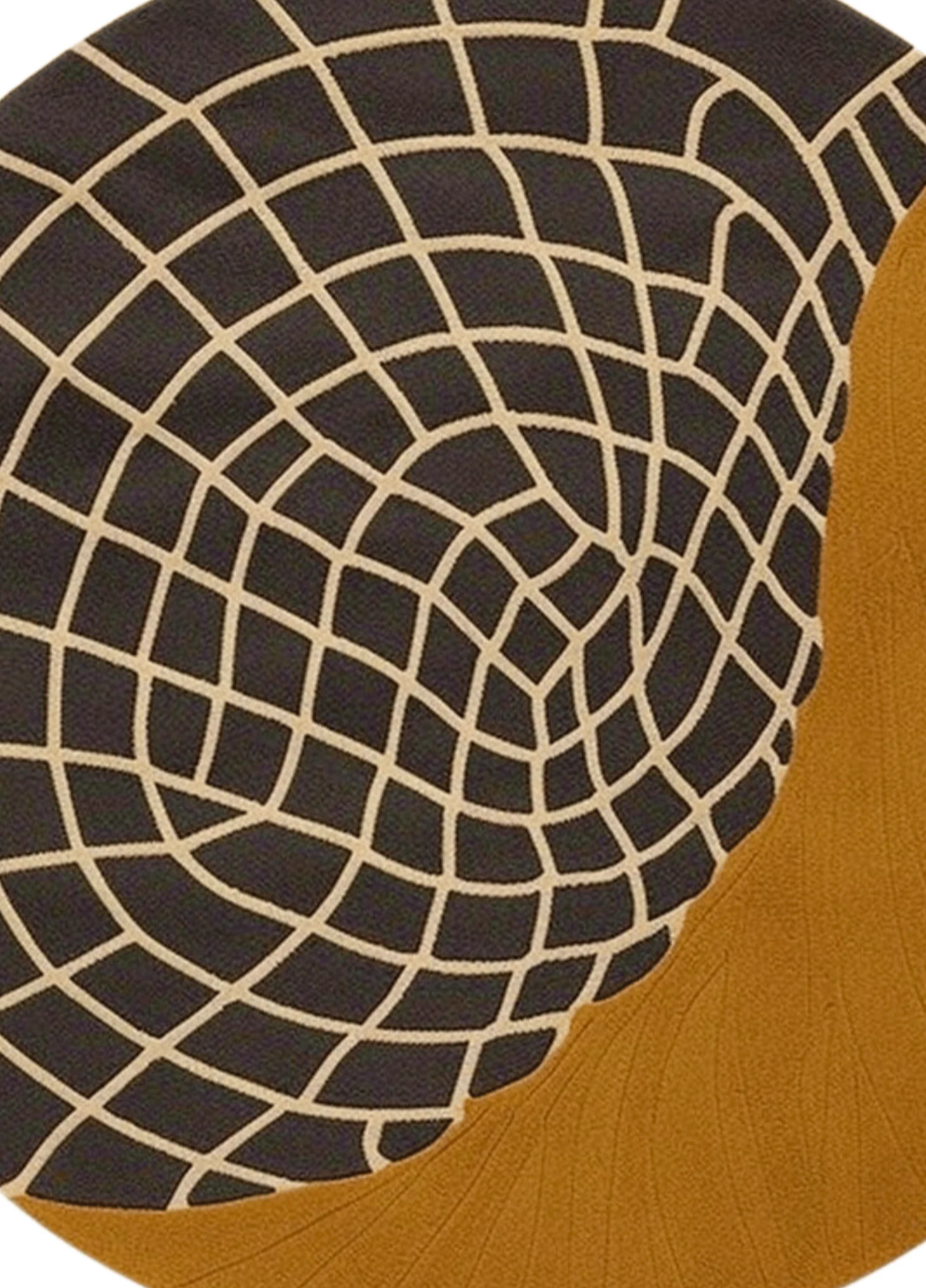 Modern Round Abstract Rug – Luxury Handcrafted Geometric Carpet in Black & Mustard Yellow for Living Room, Bedroom & Office Décor