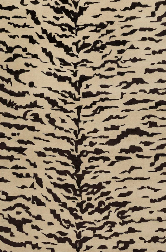 Hand Tufted Modern Abstract Rug – Luxury Beige & Black Designer Carpet for Living Room