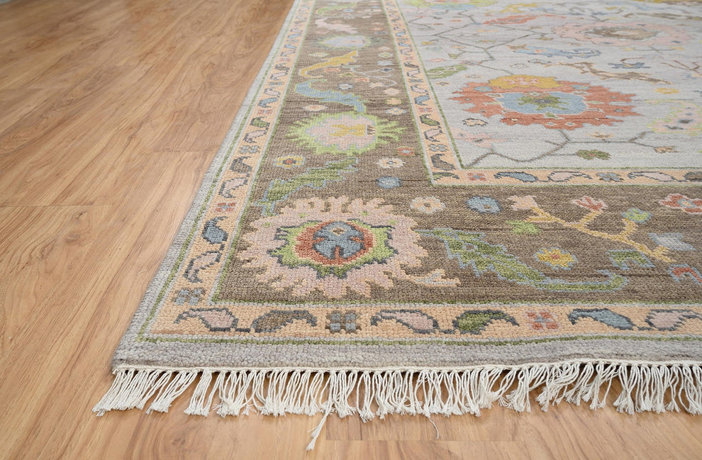Hand-Knotted Oushak Rug – Luxury Turkish Wool Area Rug | Vintage-Inspired Oriental Carpet for Living Room