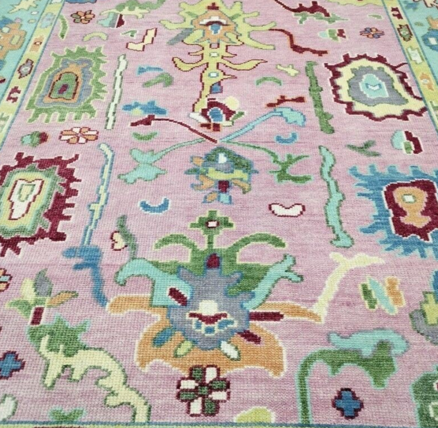 Hand Knotted Oushak Rug – Luxury Turkish Wool Carpet | Modern Vintage Distressed Area Rug