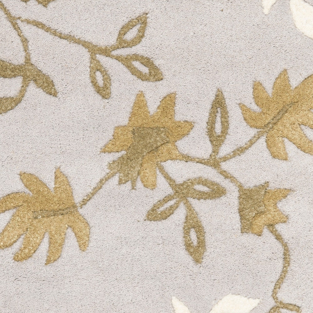 Light Grey Floral Area Rug – Elegant Botanical Leaf Pattern in Beige & White – Soft Hand-Tufted Carpet for Living Room, Bedroom & Modern Home Décor