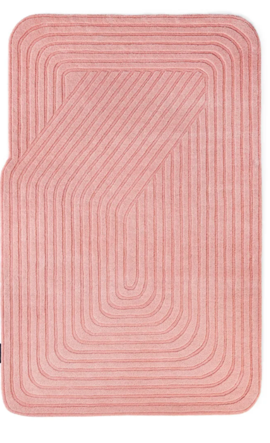 Geometric Pink Area Rug – Modern Handmade Tufted Carpet for Living Room, Bedroom, Minimalist Home Decor