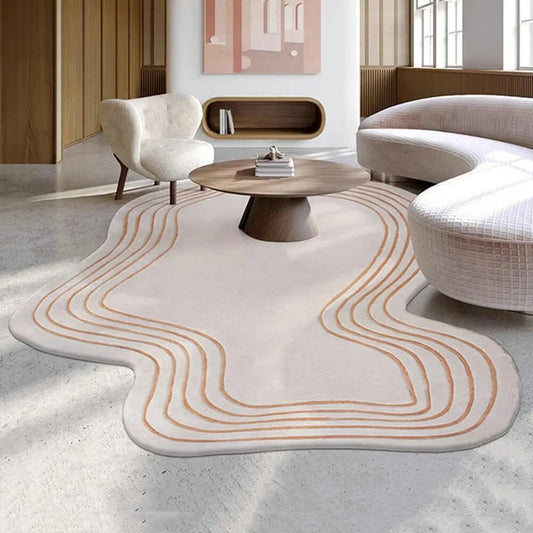 Luxury Modern Irregular Area Rug | Abstract Wavy Pattern Carpet for Living Room, Bedroom & Contemporary Home Decor
