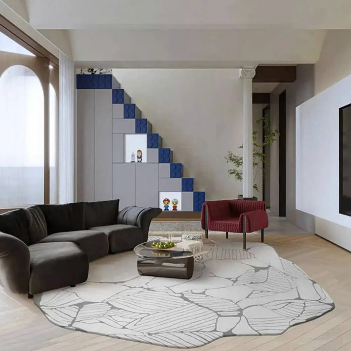 Modern Abstract Irregular Area Rug – Stone Pattern Carpet for Living Room, Bedroom & Office Decor