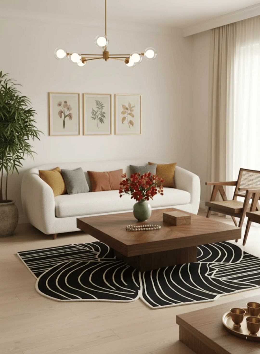 Abstract Black & Ivory Hand Tufted Rug – Modern Sculptural Designer Area Rug