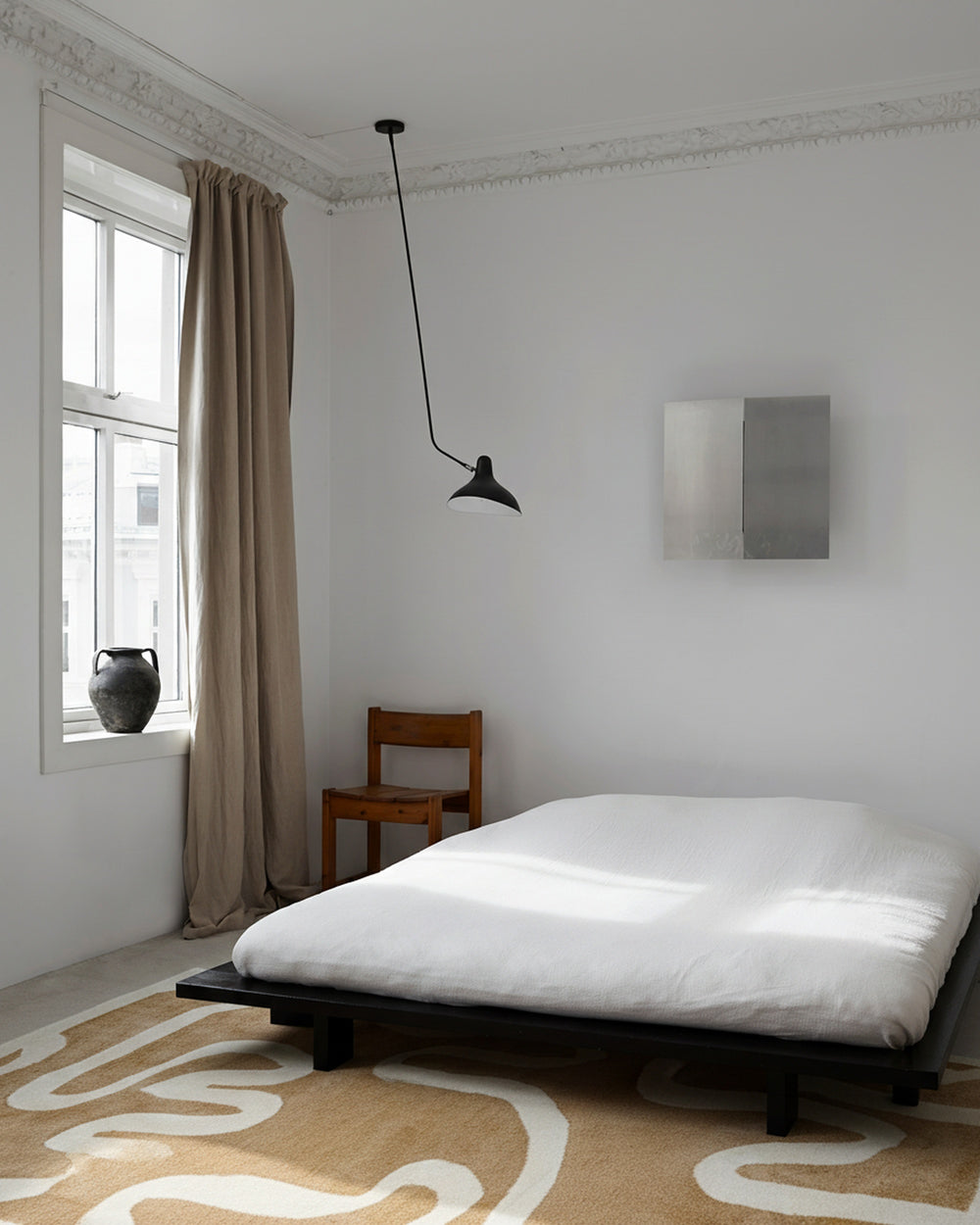 Hand Tufted Abstract Rug, Modern Brown & Ivory Area Rug, Neutral Contemporary Wool Carpet, Organic Line Design Rug, Minimalist Living Room Rug