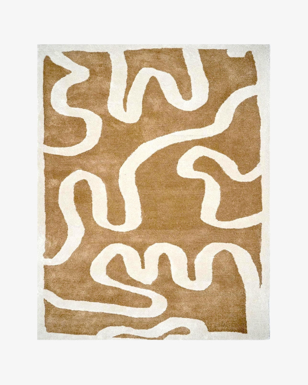 Hand Tufted Abstract Rug, Modern Brown & Ivory Area Rug, Neutral Contemporary Wool Carpet, Organic Line Design Rug, Minimalist Living Room Rug