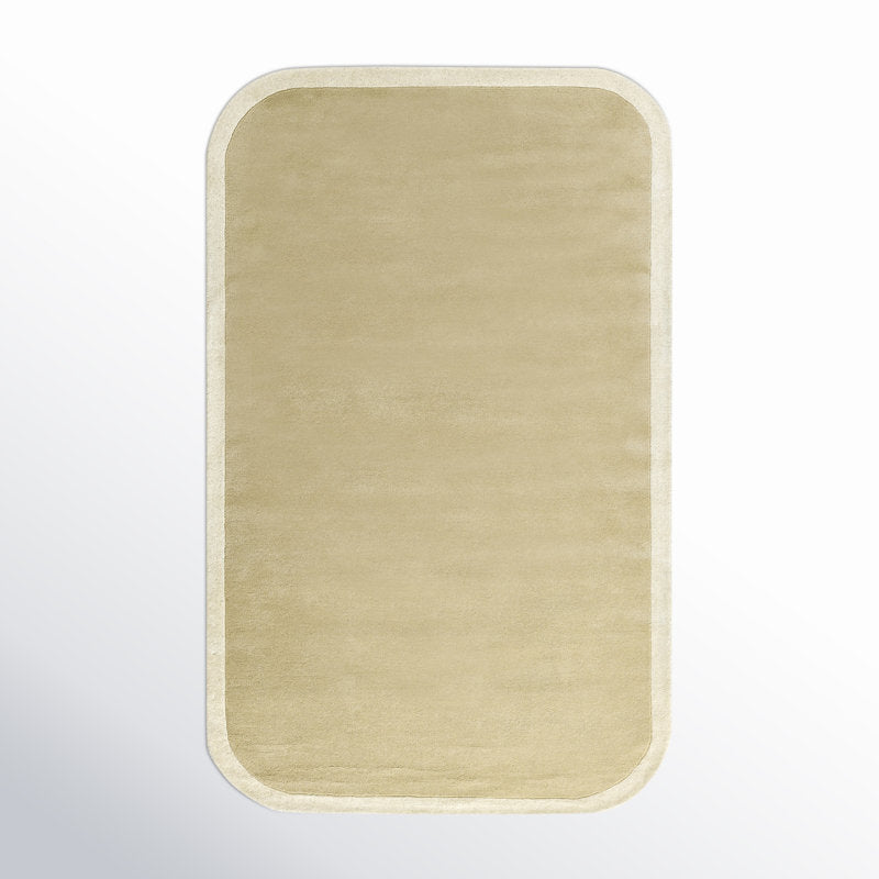 Beige Minimalist Area Rug with Cream Border – Modern Hand-Tufted Carpet for Living Room, Bedroom & Office Décor