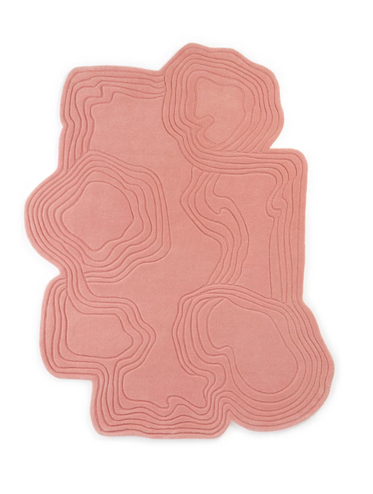 Pink Abstract Wavy Rug – Handmade Tufted Irregular Shaped Carpet for Modern Living Room & Kids Room Decor