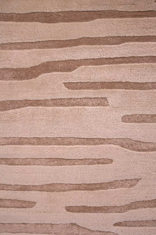 Beige Abstract Hand Tufted Rug – Modern Minimalist Wool Carpet with Organic Linear Pattern, Soft Neutral Area Rug for Living Room, Bedroom & Office Decor