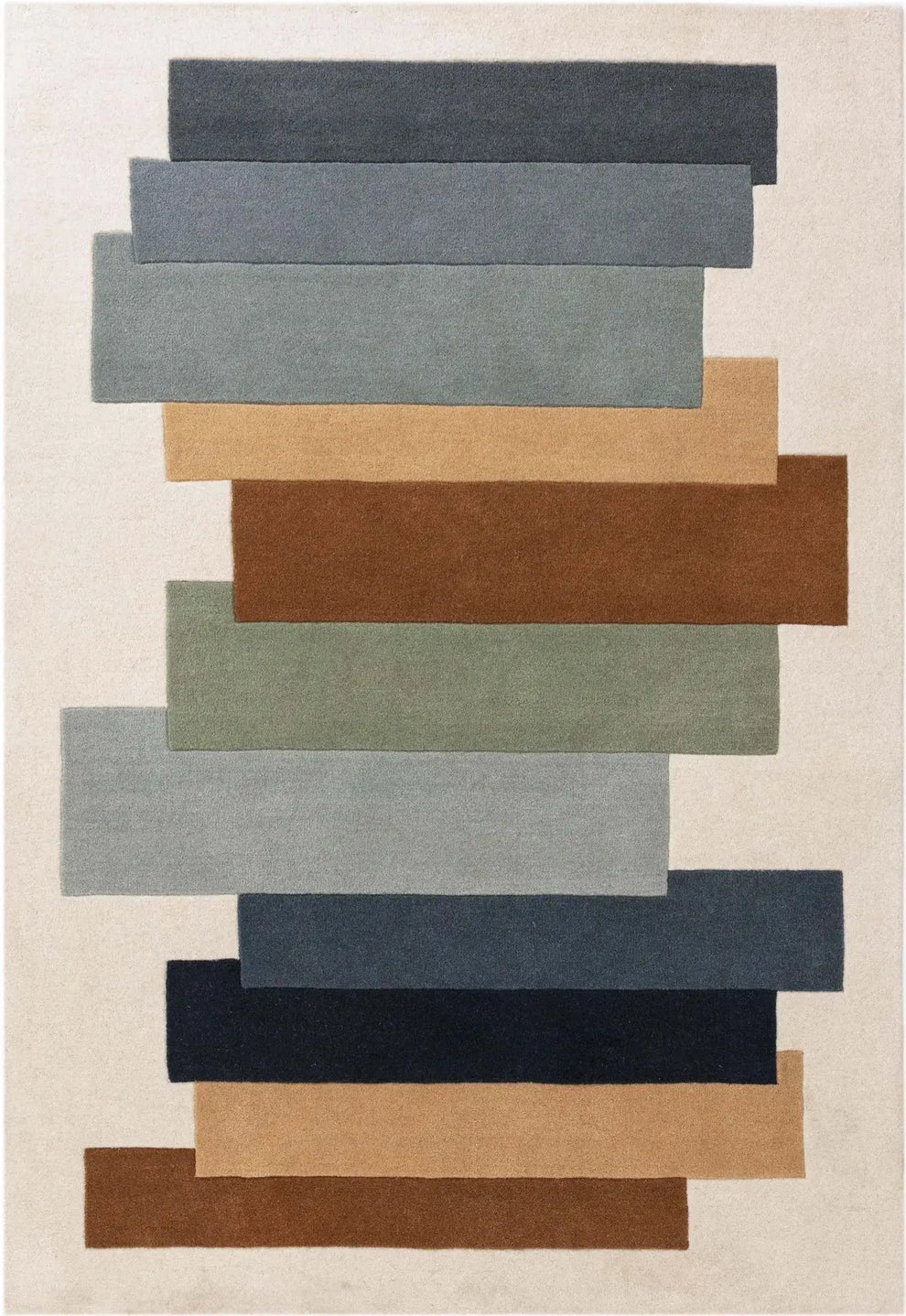 Hand Tufted Wool Area Rug – Modern Geometric Abstract Carpet for Living Room & Bedroom