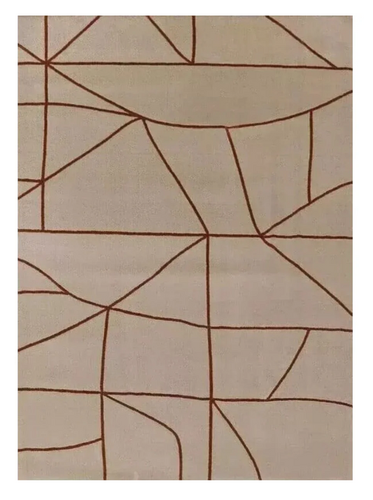 Beige Abstract Line Art Area Rug – Modern Minimalist Geometric Carpet for Living Room, Bedroom & Office Décor