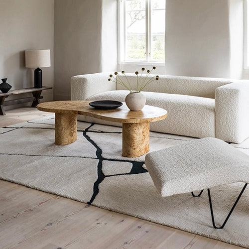 Modern Abstract Black and White Area Rug – Minimalist Contemporary Geometric Carpet for Living Room & Bedroom Décor
