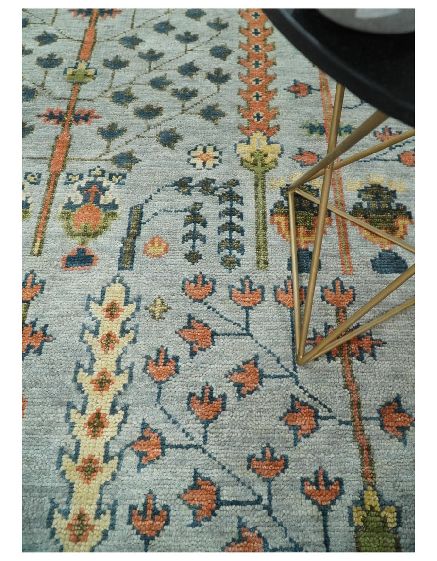 Handknotted Oushak Rug – Authentic Turkish Wool Area Carpet with Vintage Floral Design | Luxury Oriental Rug