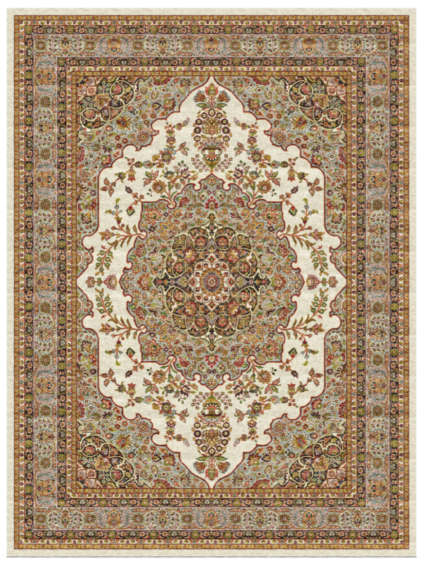 Luxury Persian Silk Rug – Handmade Floral Medallion Design, Traditional Oriental Carpet for Living Room