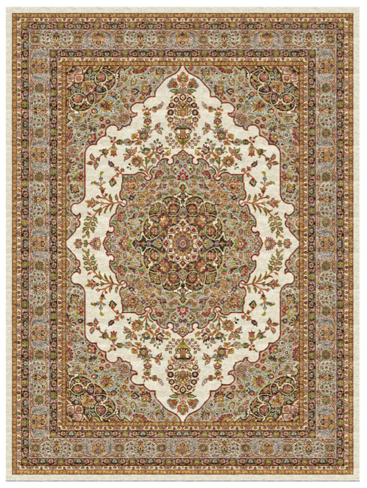 Luxury Persian Silk Rug – Handmade Floral Medallion Design, Traditional Oriental Carpet for Living Room