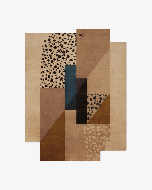 Abstract Geometric Hand Tufted Wool Rug, Modern Beige Brown Area Rug, Neutral Contemporary Carpet, Luxury Minimalist Living Room Rug, Scandinavian Home Decor, Custom Size Rug