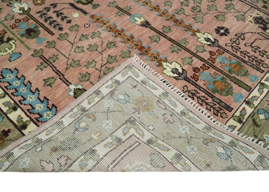 Hand-Knotted Oushak Rug – Vintage Turkish Design, Soft Pastel Wool Area Carpet